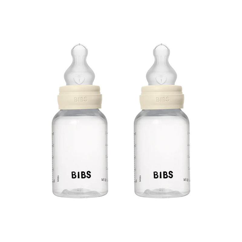 BIBS 150ml Silicone bibs baby bottle set in ivory for gentle feeding.