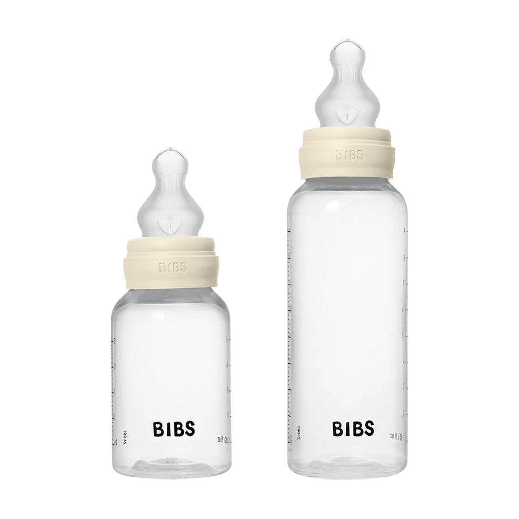 BIBS Grow & Flow Ivory bibs baby bottle set with soft silicone design.