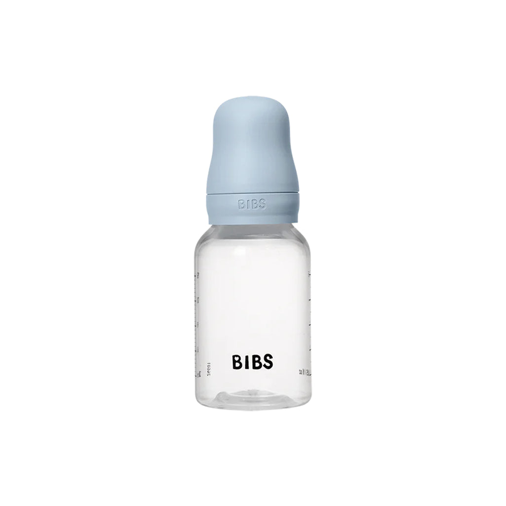 BIBS Baby Blue 150ml baby bottle with latex nipple – a soft, soothing bibs baby bottle.