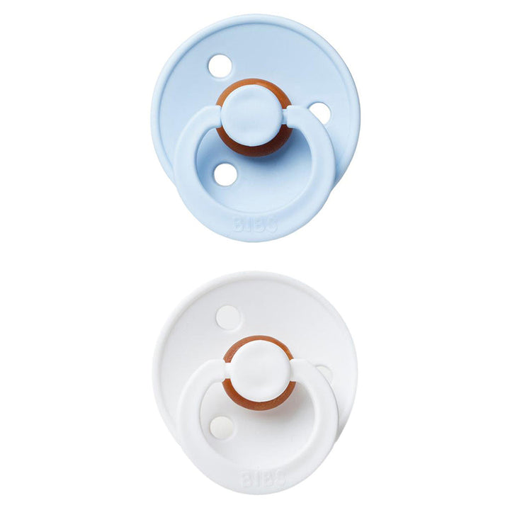 Bright Baby Blue & White in the BIBS Pacifier Colour Collection 2 Pack, a top choice Bibs pacifier.