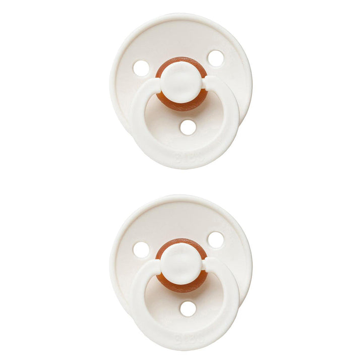 The BIBS Pacifier Colour Collection 2 Pack in Ivory offers a classic newborn pacifier.