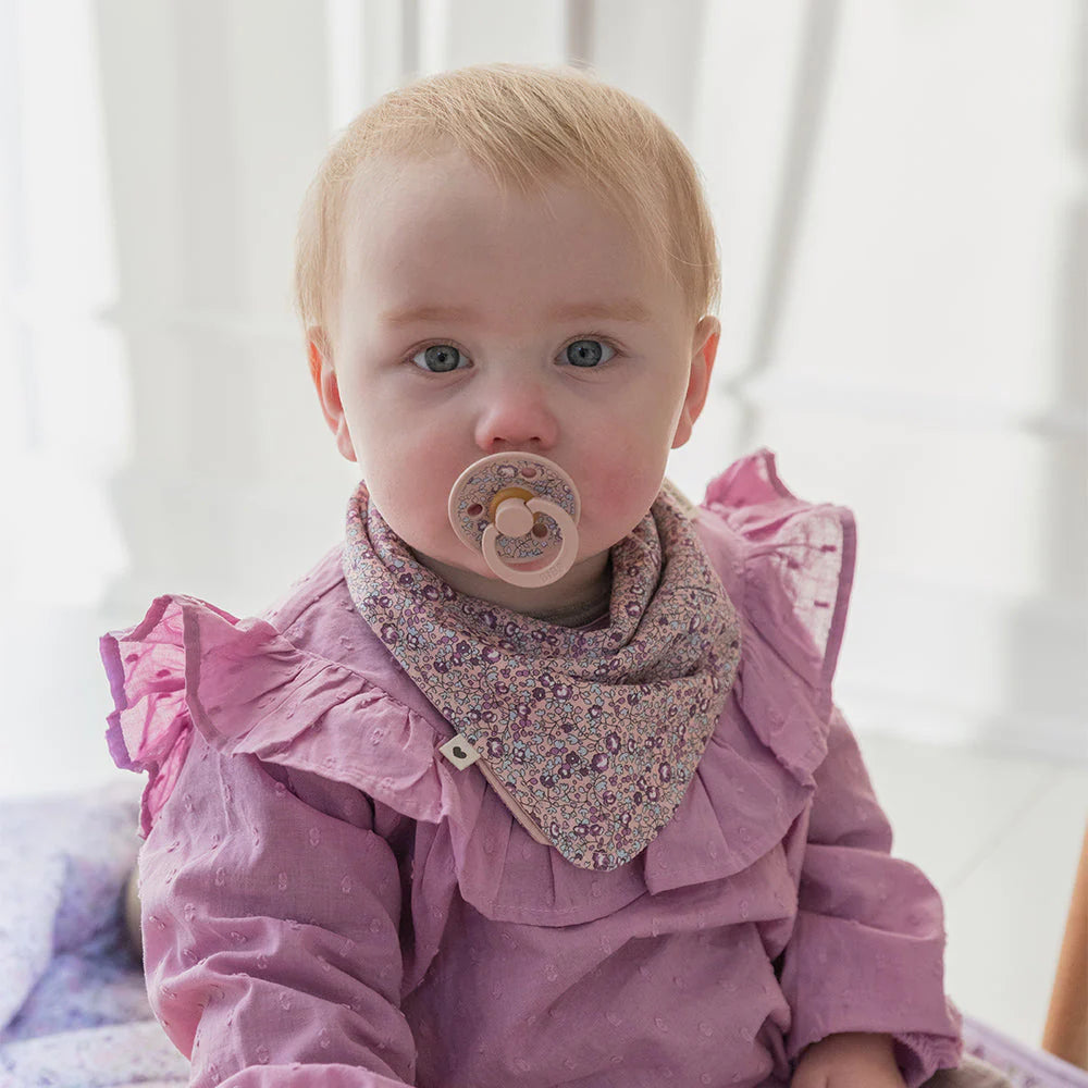 Lifestyle view of BIBS Liberty Bandana Bib, stylish baby bandana bibs for everyday messes.