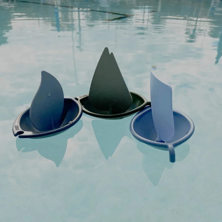 Bibs Sailboats bath toy boat in blue infant bath toys, safe and engaging bath toys for babies.