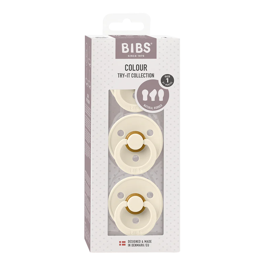 BIBS pacifiers for breastfed babies try-it collection in Ivory