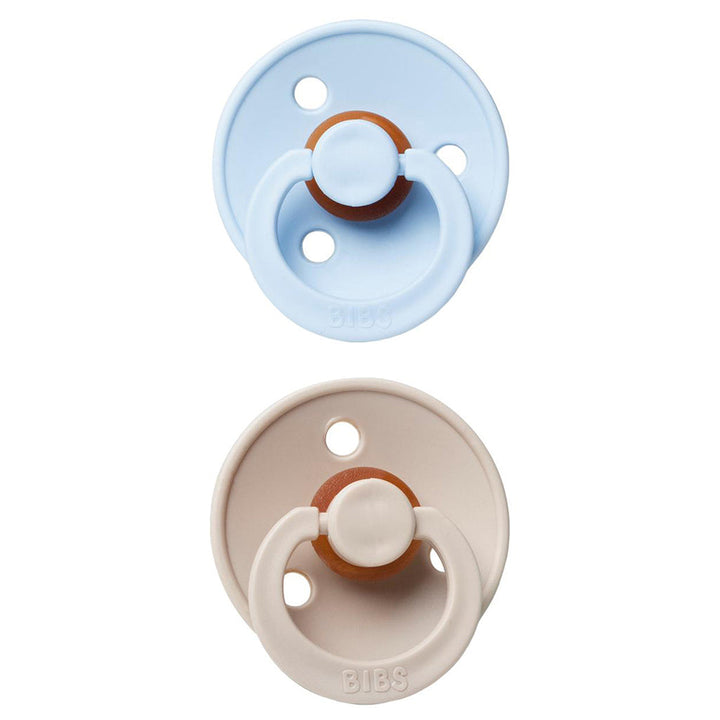 Playful tones BIBS Pacifier Colour Collection 2 Pack Baby Blue & Beige, perfect baby pacifier.