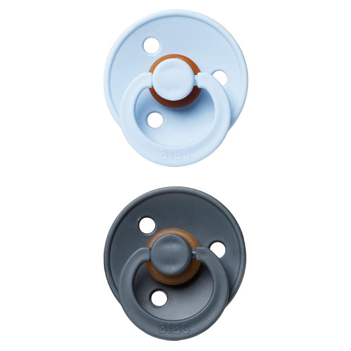 Cool duo BIBS Pacifier Colour Collection 2 Pack Baby Blue & Iron, pacifiers for newborns.