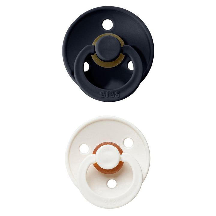 Deep colors BIBS Pacifier Colour Collection 2 Pack Dark Denim & Ivory, best newborn pacifier.