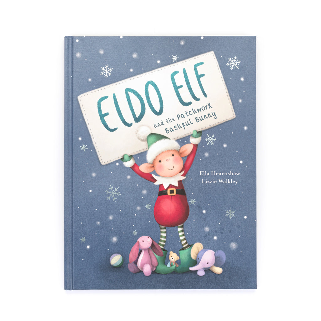 Jellycats picture book Eldo Elf Patchwork Bunny