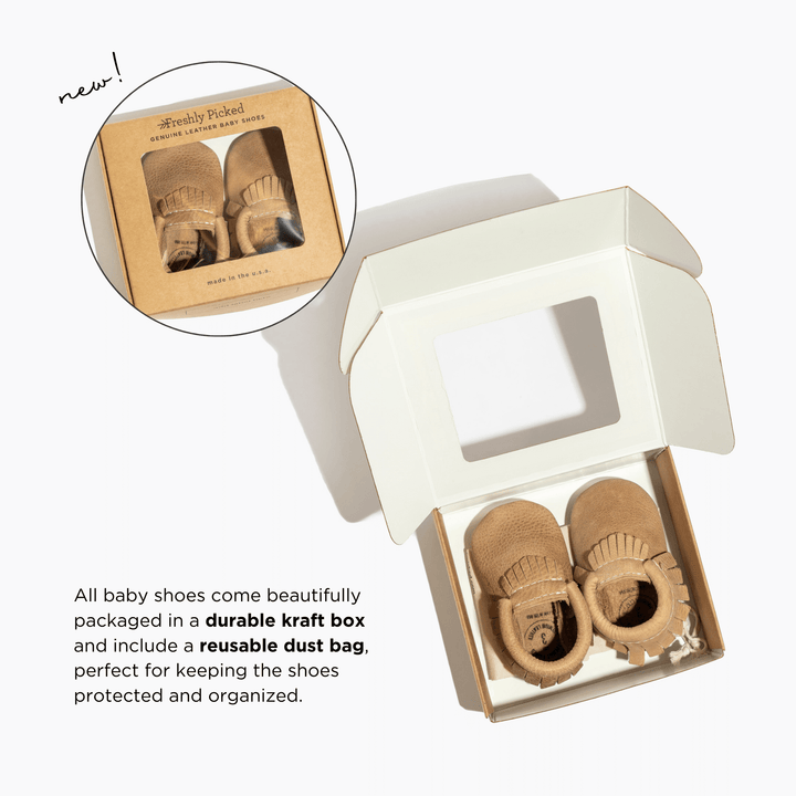 Freshly Picked baby shoes packaging box, gift-ready Freshly Picked boots