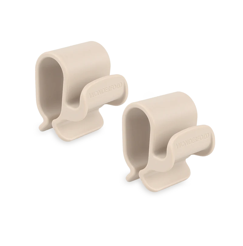 Wonderfold Bag Hooks in beige for stroller wagon, offering a secure way to carry bags and essentials on the go