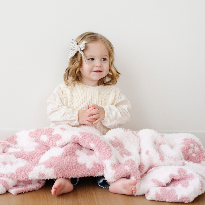 Saranoni Double-Layer BAMBONI¨ Toddler Blankets in Petal works beautifully as baby blankets.