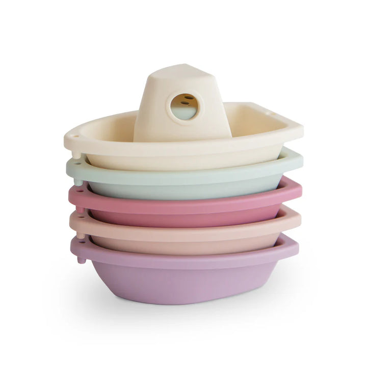 Pretty Petal Mushie Bath Boats perfect for toddler bath toys in cute pastel colors.
