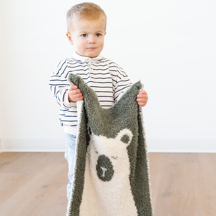 Saranoni Double-Layer BAMBONI¨ Mini Blanket in Bear blends gentle texture and warmth, a nursery essential for baby boy blankets.