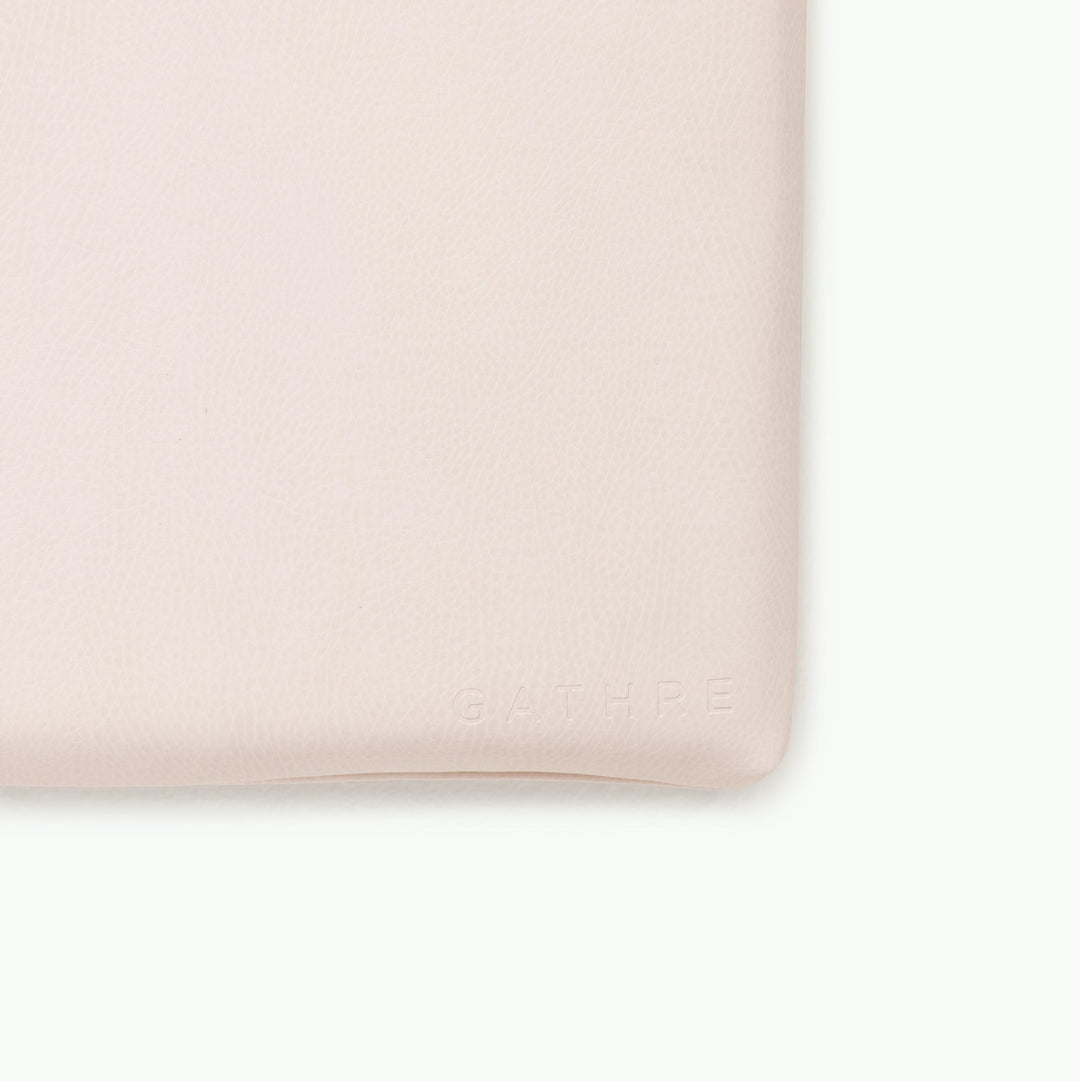 Gathre vegan leather changing mat for babies in blush pick
