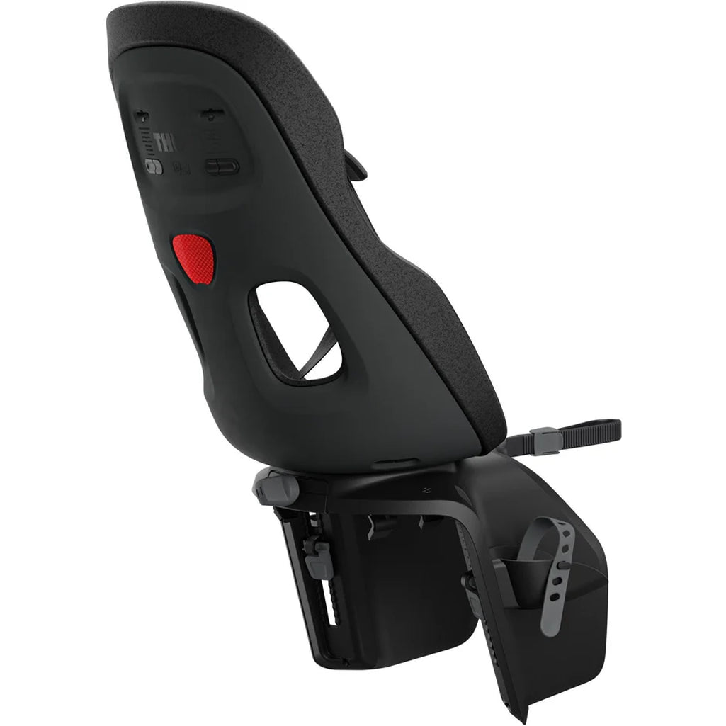 Black Thule Yepp Nexxt2 Maxi Rack Mount bike seat, a durable and sleek Thule bike seat.