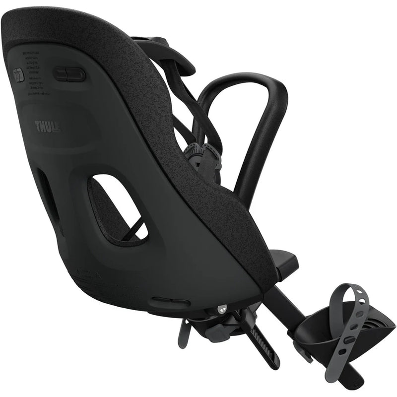 Black Thule Yepp Nexxt2 Mini children’s bike seat, perfect for safe cycling adventures.