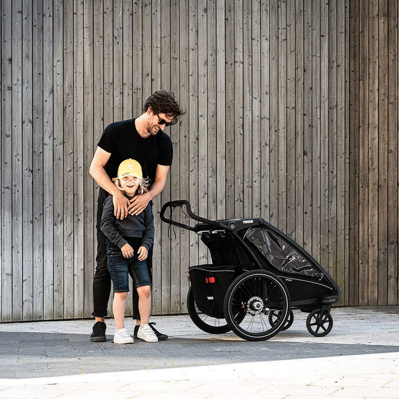 Black Thule Chariot Sport 1 toddler stroller, a premium choice for families.