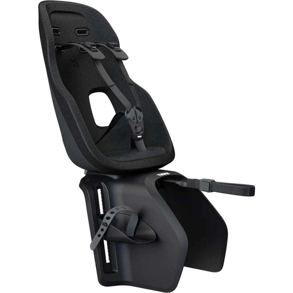 Black Thule Yepp Nexxt2 Maxi Rack Mount, a secure and stylish Thule bike seat.