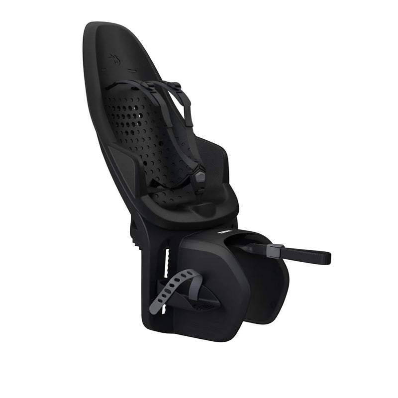 Black Thule Yepp2 Maxi MIK HD bike seat, a secure and stylish option for young riders.