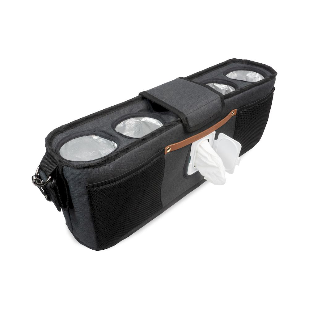 The Black Wonderfold Parent Console is your go-to stroller accessories piece with four cup holders and a modern design.