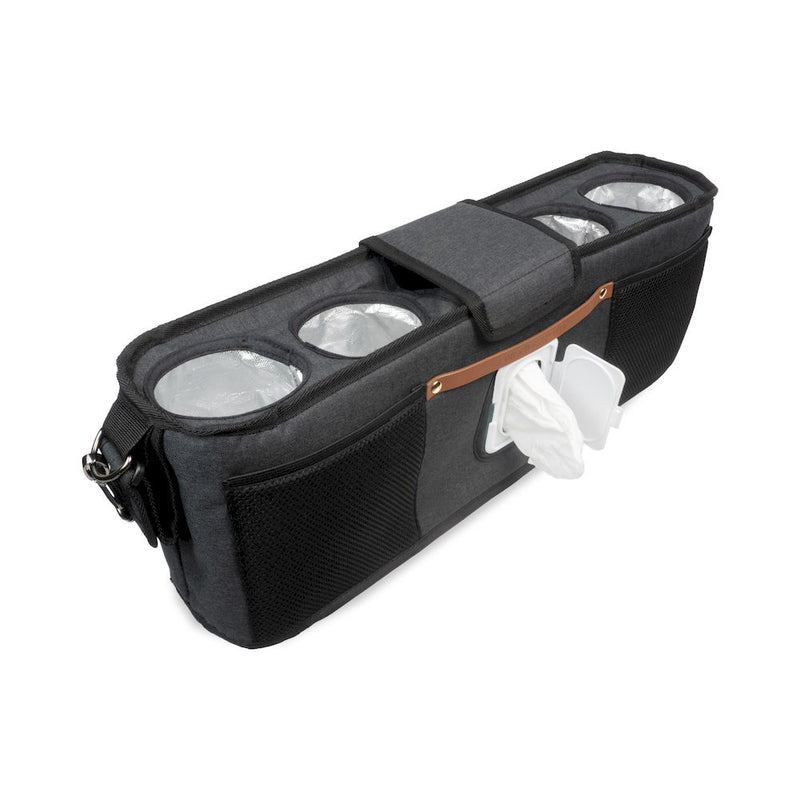 The Black Wonderfold Parent Console is your go-to stroller accessories piece with four cup holders and a modern design.