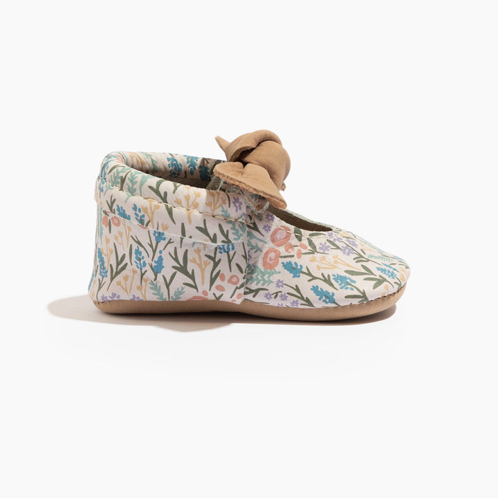 Freshly Picked Bloom Knotted Bow baby shoe side profile, soft sole for infants