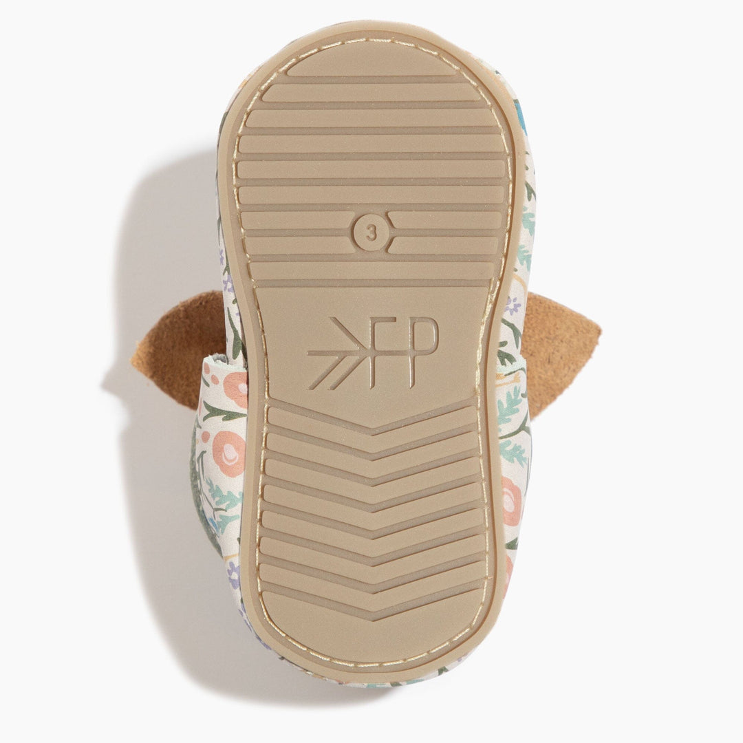 Freshly Picked Bloom Knotted Bow baby shoes bottom sole, flexible tread grip