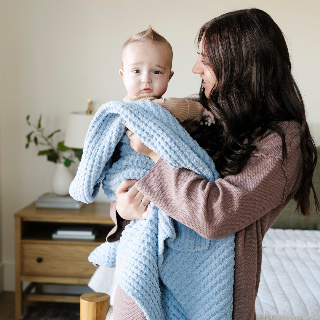 Blue Jay Saranoni Waffle Knit Receiving Blanket offers the best baby blanket for swaddling and cuddling.