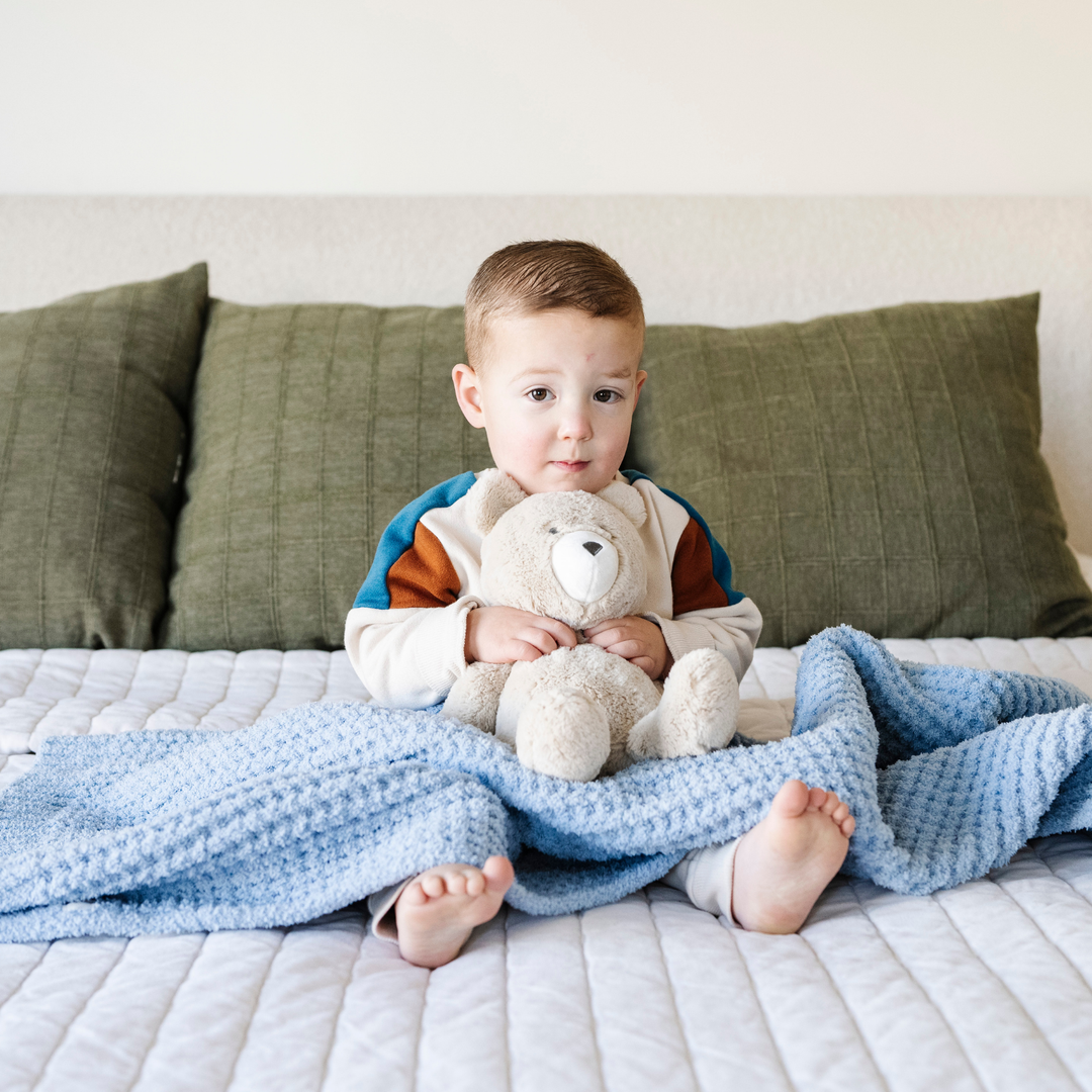 Blue Jay Saranoni Waffle Knit Toddler Blanket blends durability and warmth, ranking high among best toddler blankets.
