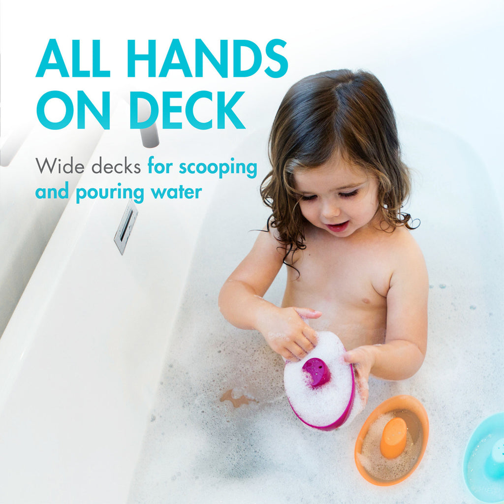 Boon stacking boat fleet toys for toddler bath time