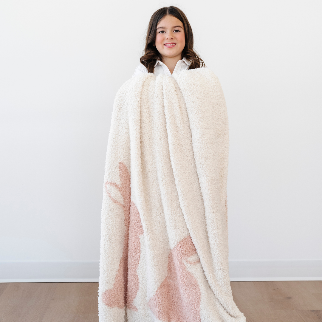 Saranoni Double-Layer BAMBONI¨ Toddler Blankets in Bunny adds charming texture perfect for baby girl blankets.