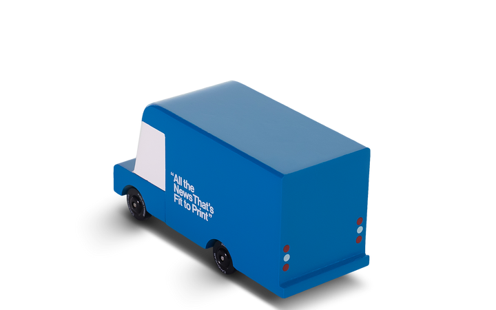 Playtime scene with Plantoys New York Times Van, a toddler toy car that encourages creative fun.