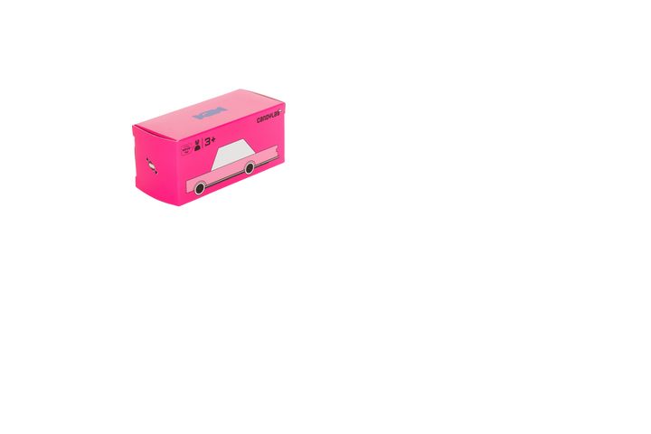 Plantoys Pink Sedan toy cars for kids, a charming wooden car toy ready for imaginative play.