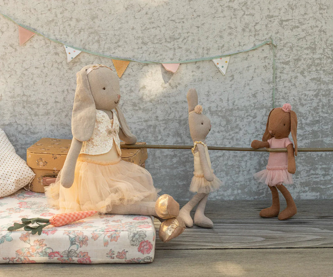 A charming Maileg Bunny Size 2 in ballet outfit with long ears, ideal for sweet Maileg bunnies collections