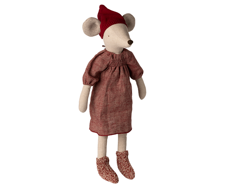Maileg Maxi Christmas Mouse Girl, collectible 60cm holiday stuffed animal in red dress