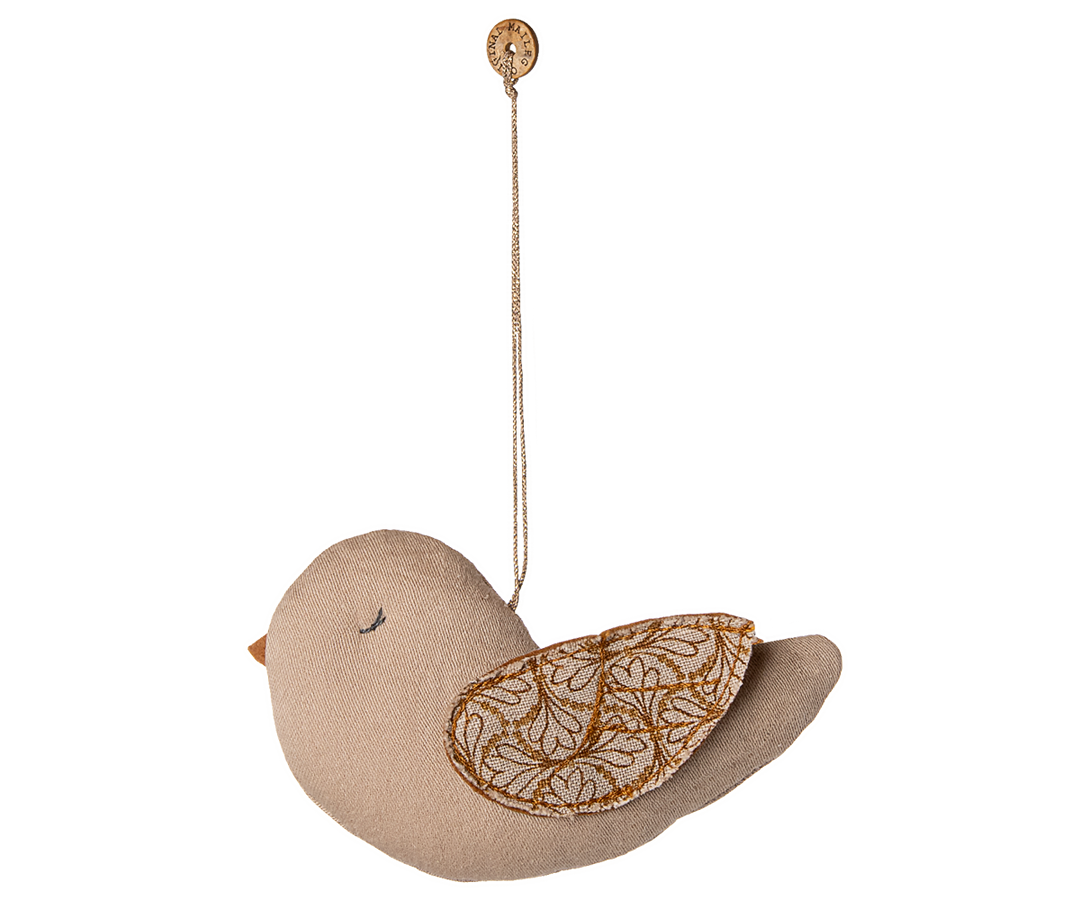 Maileg Fabric Bird Ornament in Winter Heart/Sand brings a charming handmade touch, perfect for festive Christmas ornaments.