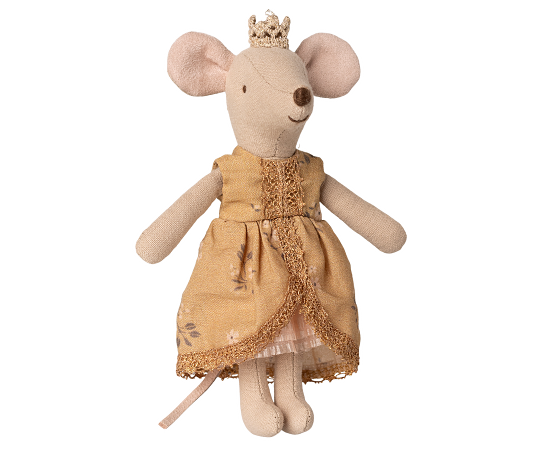 The Maileg Big Sister Princess Mouse adds charm to dolls and stuffed doll collections.