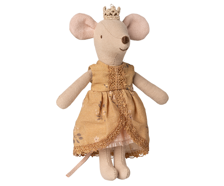 The Maileg Big Sister Princess Mouse adds charm to dolls and stuffed doll collections.