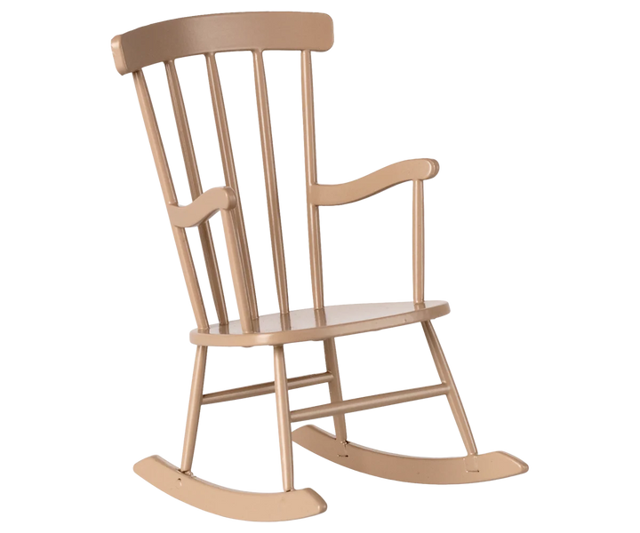 maileg rocking chair in dark sand natural wood beige color for maileg bunnies