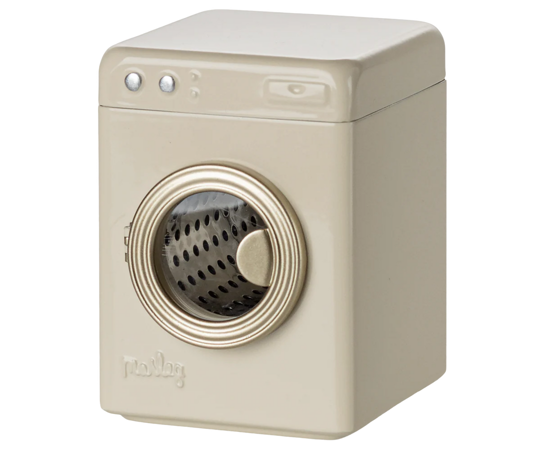 A charming laundry detail, the Maileg Mouse - Off White Washing Machine is perfect for dollhouse accessories play