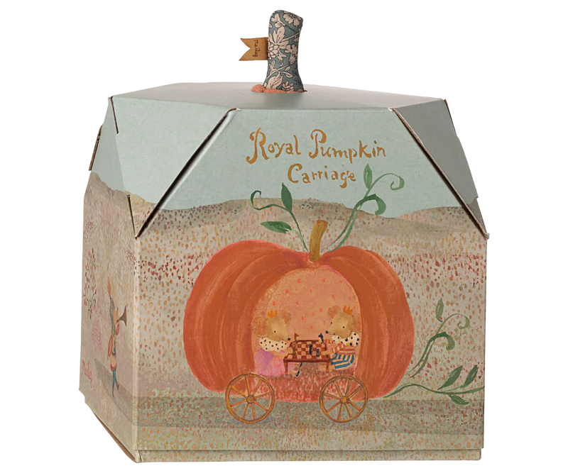 Styled for imaginative play, the Maileg Mouse Pumpkin Carriage enhances any Maileg dollhouse world.