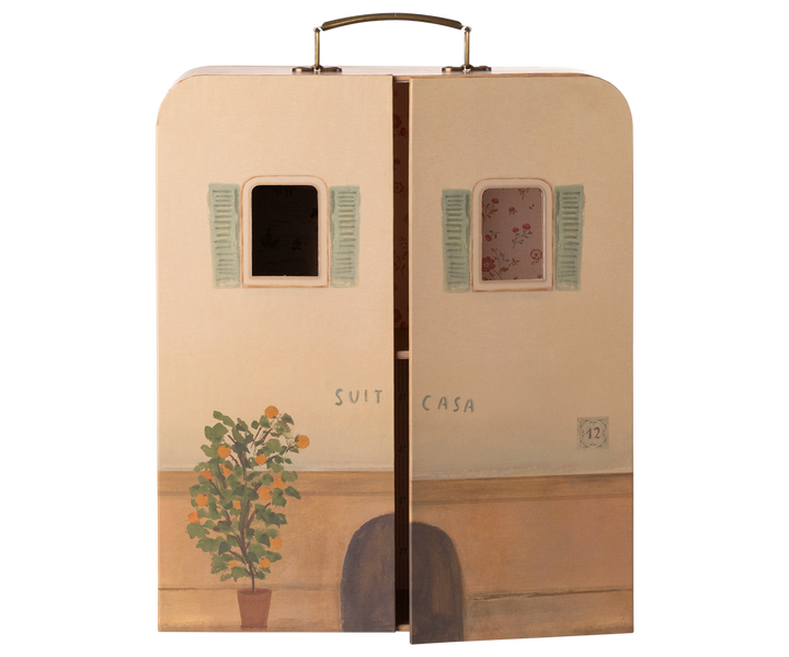 Maileg SuitCasa displayed in a playful scene, highlighting the charm of this Maileg doll house accessory for imaginative play.