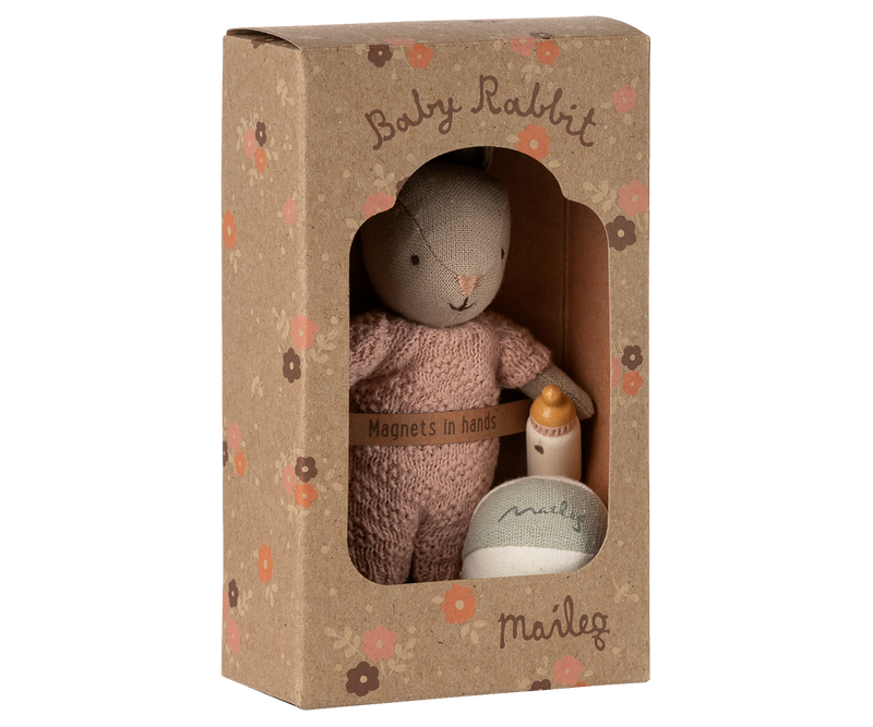 A Sand/Rose Maileg Bunny Set Micro brings a pop of color and elevates any curated stuffed doll collection.
