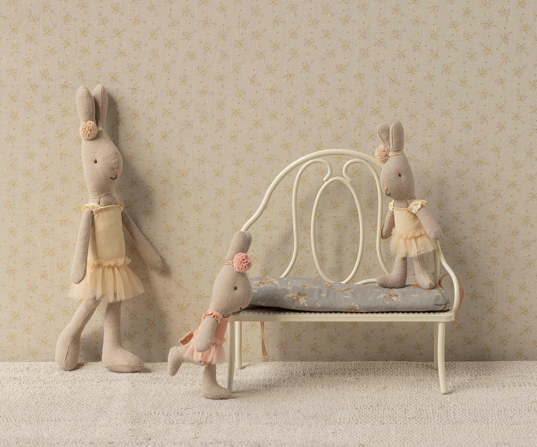 Maileg Micro Bunny in cream ballet outfit with tutu and headband