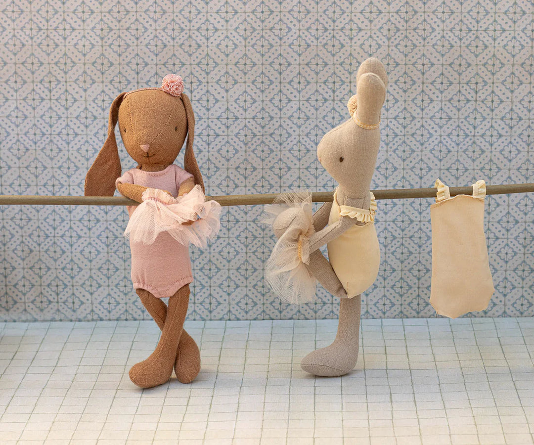 Delicate Maileg Bunny Size 2 Ballet Cream look with tutu and headband, part of heirloom toys Maileg tradition