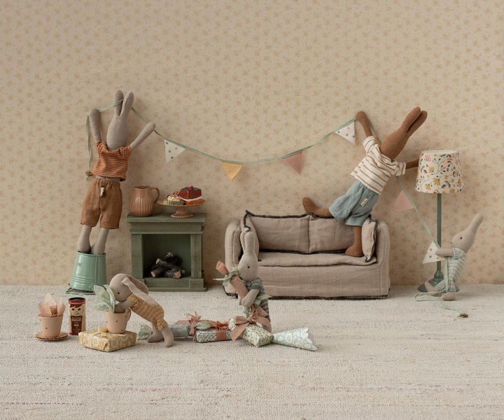 Maileg Couch, Miniature dollhouse living room lifestyle scene