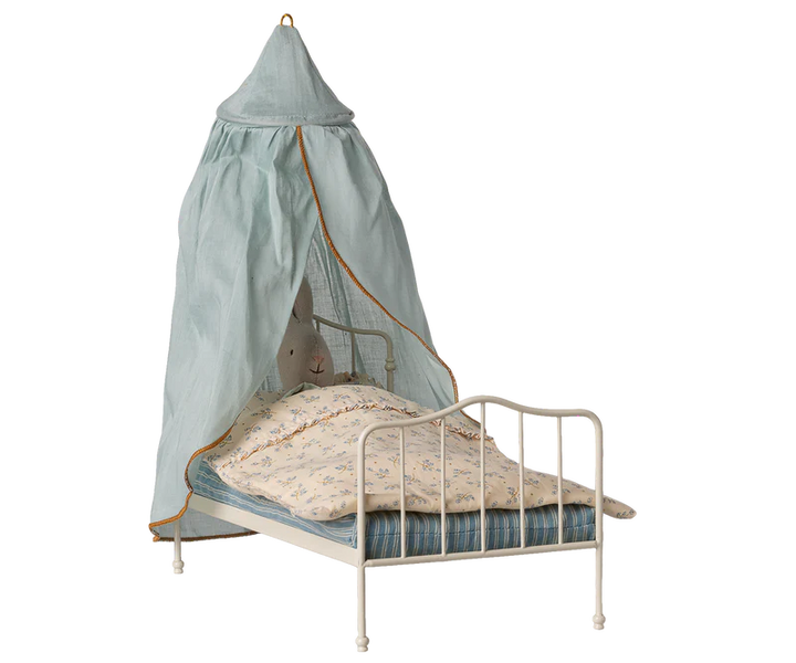 Soft and romantic mint Maileg Bed Canopy, Miniature styled perfectly for imaginative play with Maileg mice