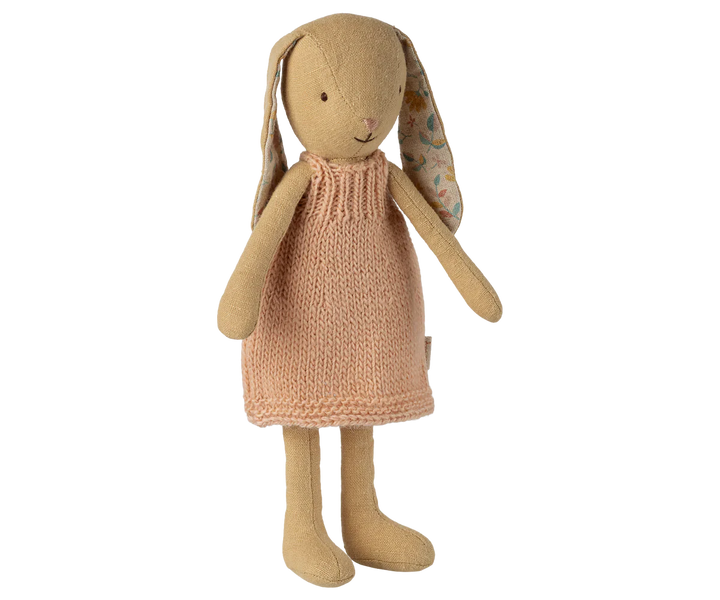 Maileg Size 1 - Cream Yellow - Knitted Dress Bunny, a timeless plush toy for cozy cuddles
