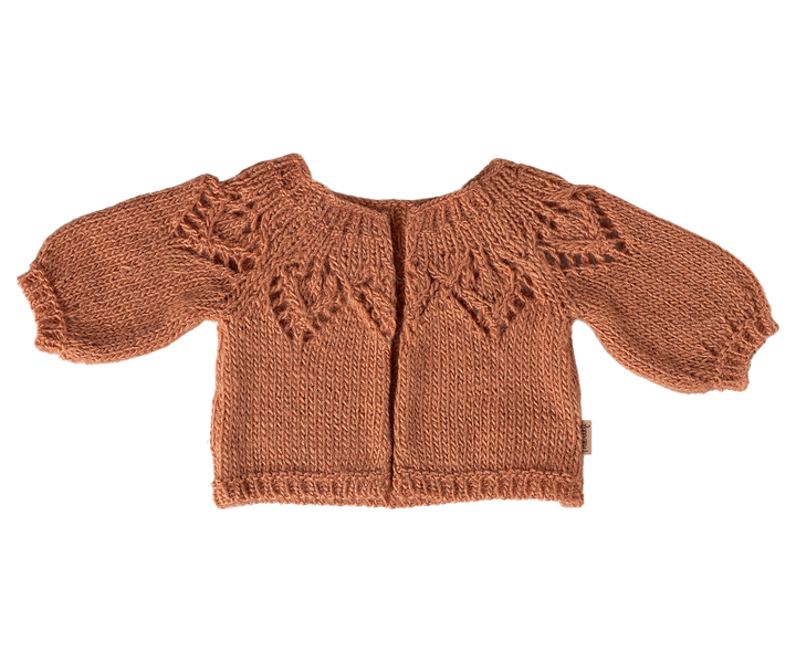 Maileg Cardigan Size 4 Vintage Rose knitted acrylic cardigan for Maileg rabbit, terra cotta lace knit