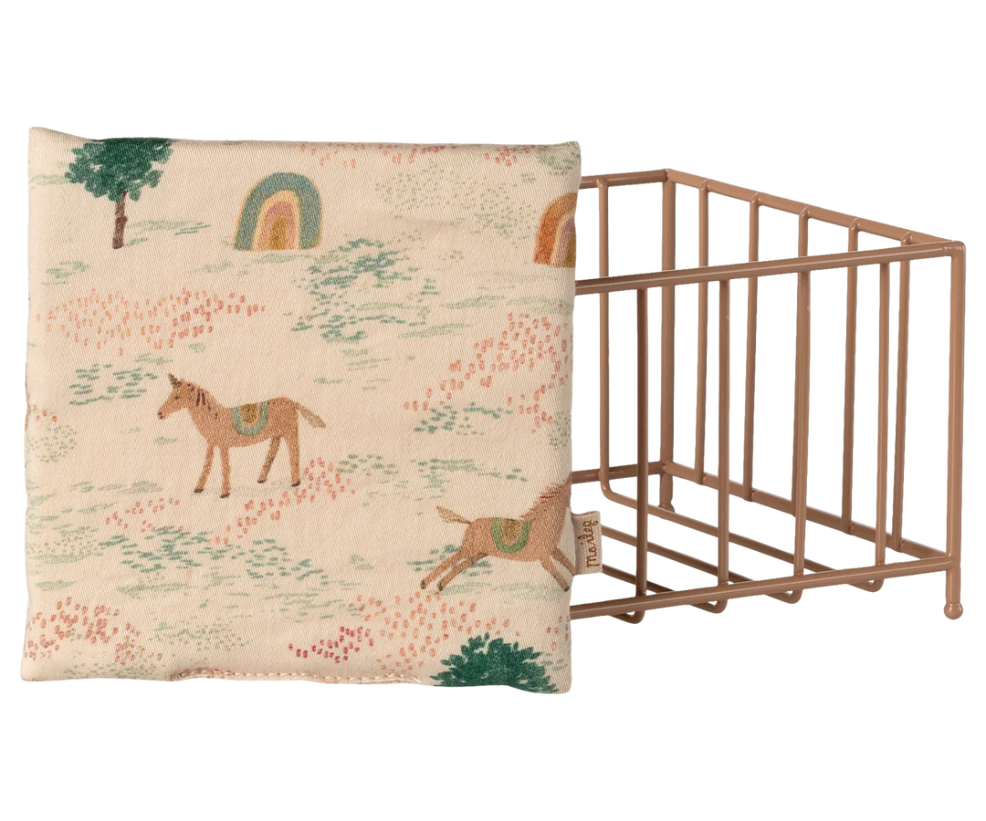 Styled for tiny scenes, the Maileg Micro Playpen Ð Dark Powder works beautifully as dollhouse miniature accessories